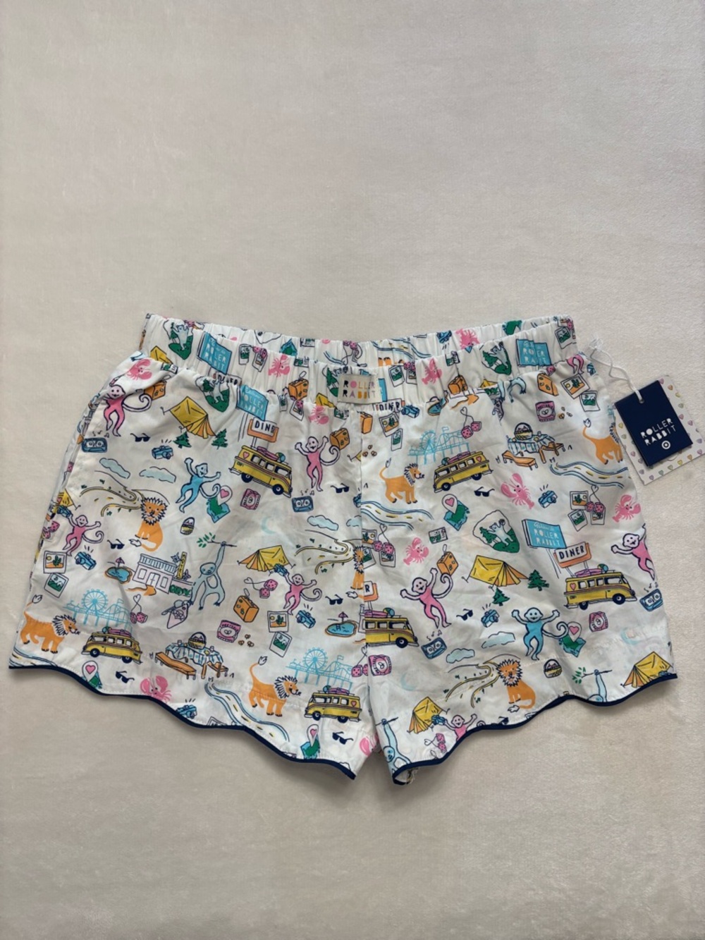 💗🐰Roller Rabbit x Target Roadtrip Poplin Boxer Shorts Blue/Yellow/Pink Size M